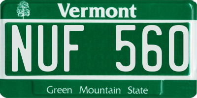 VT license plate NUF560