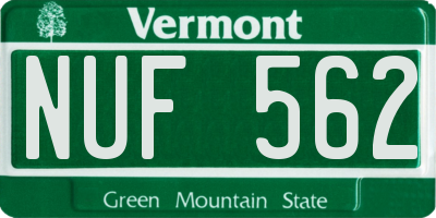 VT license plate NUF562