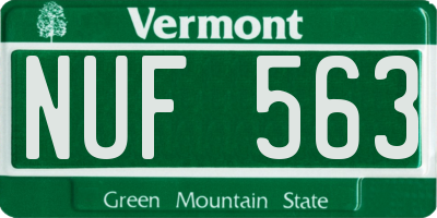 VT license plate NUF563