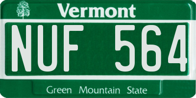VT license plate NUF564