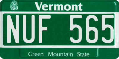 VT license plate NUF565