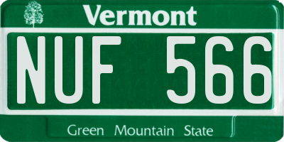 VT license plate NUF566