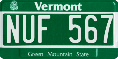 VT license plate NUF567