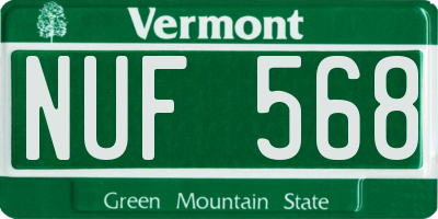VT license plate NUF568