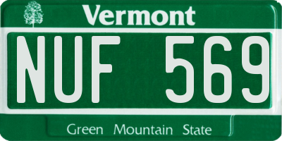 VT license plate NUF569