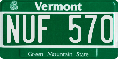 VT license plate NUF570