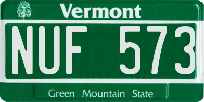 VT license plate NUF573