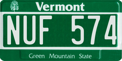 VT license plate NUF574