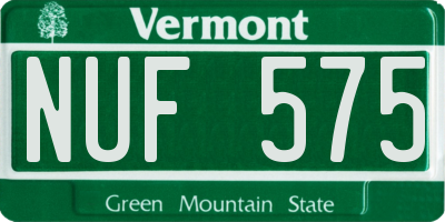 VT license plate NUF575