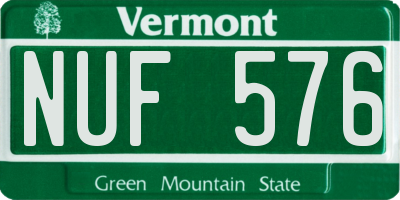 VT license plate NUF576