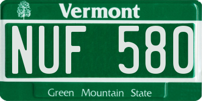 VT license plate NUF580