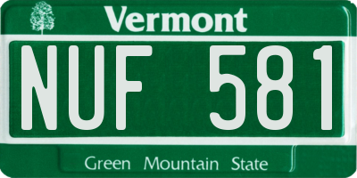 VT license plate NUF581