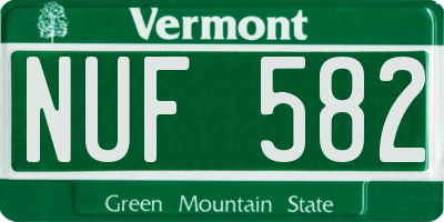 VT license plate NUF582