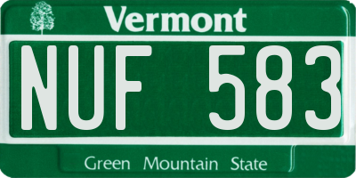 VT license plate NUF583