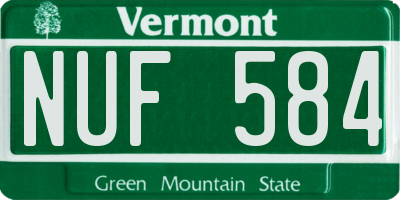 VT license plate NUF584