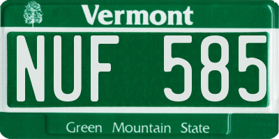 VT license plate NUF585