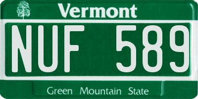 VT license plate NUF589