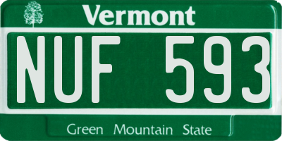 VT license plate NUF593