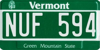 VT license plate NUF594
