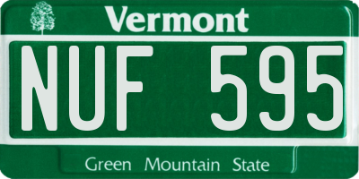 VT license plate NUF595
