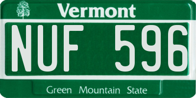 VT license plate NUF596