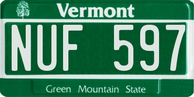 VT license plate NUF597