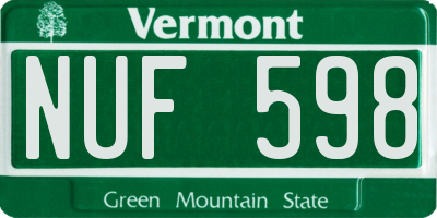 VT license plate NUF598