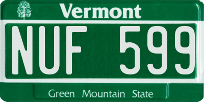 VT license plate NUF599