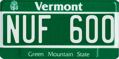 VT license plate NUF600