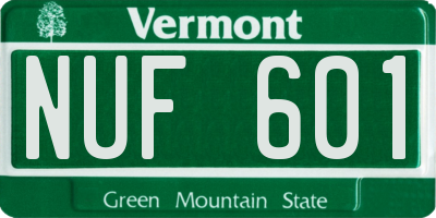 VT license plate NUF601