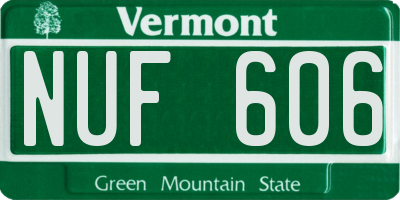 VT license plate NUF606