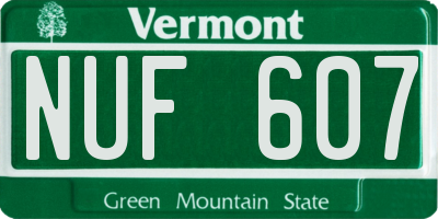 VT license plate NUF607