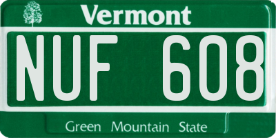 VT license plate NUF608