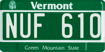 VT license plate NUF610