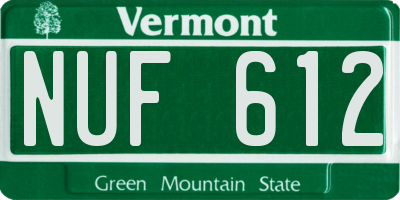 VT license plate NUF612