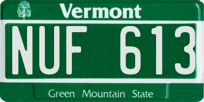 VT license plate NUF613