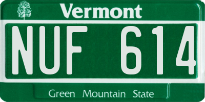 VT license plate NUF614