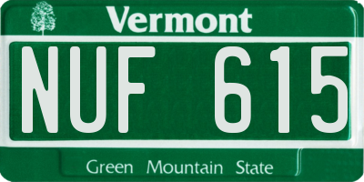 VT license plate NUF615