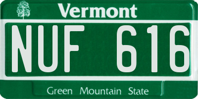VT license plate NUF616
