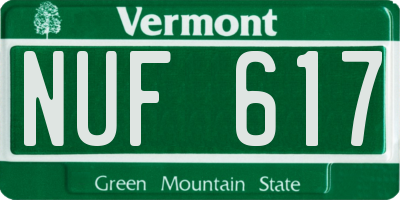 VT license plate NUF617