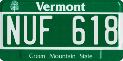 VT license plate NUF618