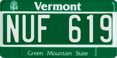 VT license plate NUF619