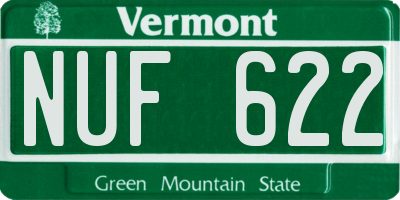 VT license plate NUF622