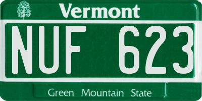 VT license plate NUF623