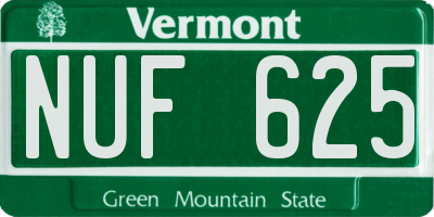 VT license plate NUF625