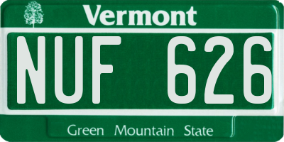 VT license plate NUF626