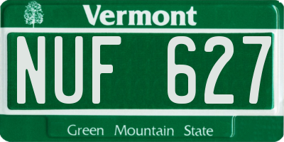 VT license plate NUF627