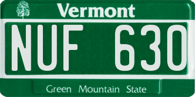 VT license plate NUF630