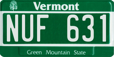 VT license plate NUF631