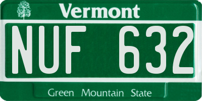 VT license plate NUF632
